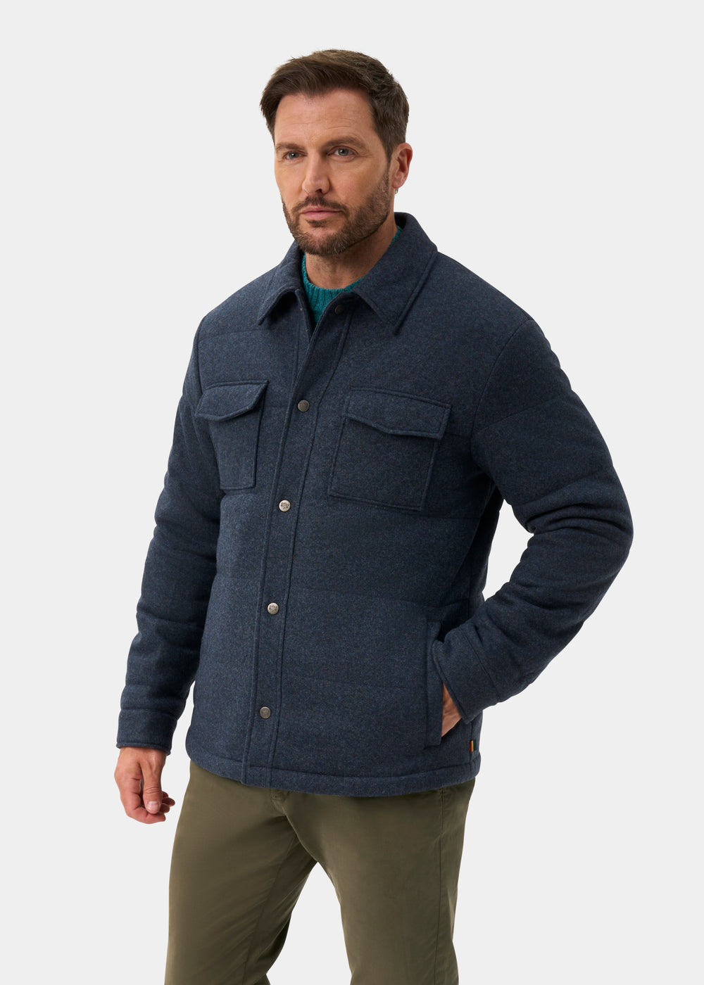 Richmond Men's Knitted Quilted Shacket In Navy