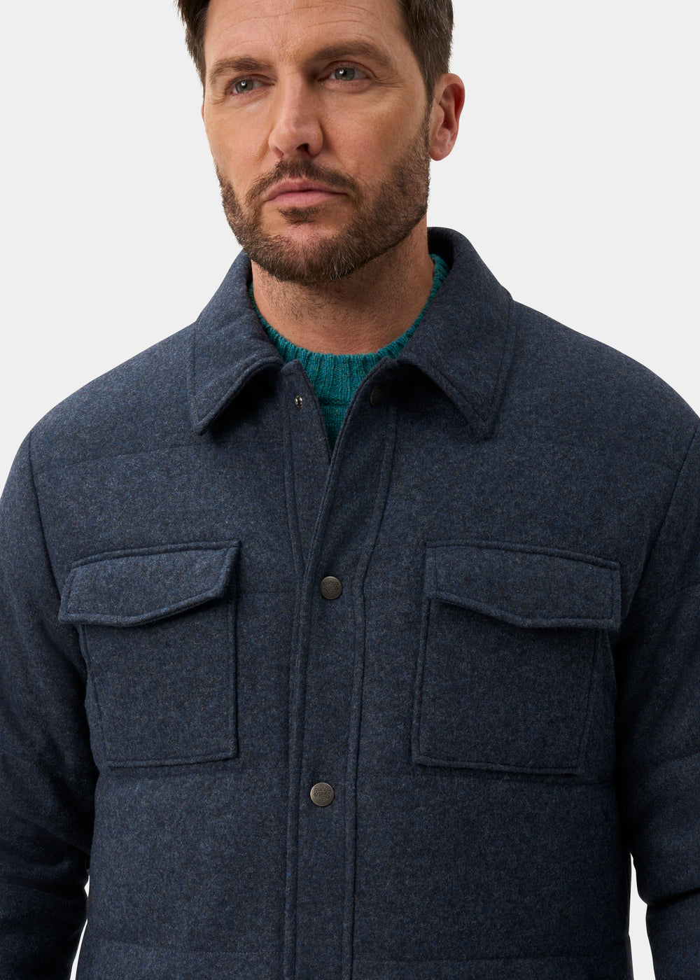 Richmond Men's Knitted Quilted Shacket In Navy