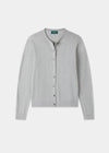Ladies Cotton Cashmere Crew Neck Cardigan in Light Grey