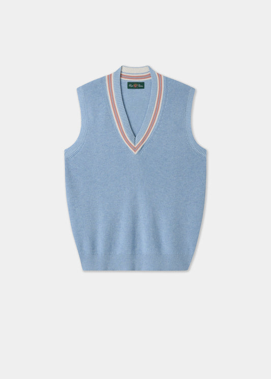 Ladies Cotton Cricket Slipover In Steel Blue Mix