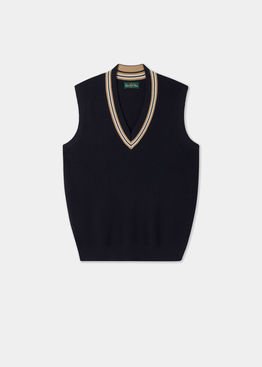 Ladies Cotton Cricket Slipover In Navy