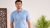 Luxury Cotton Polo In Steel Blue