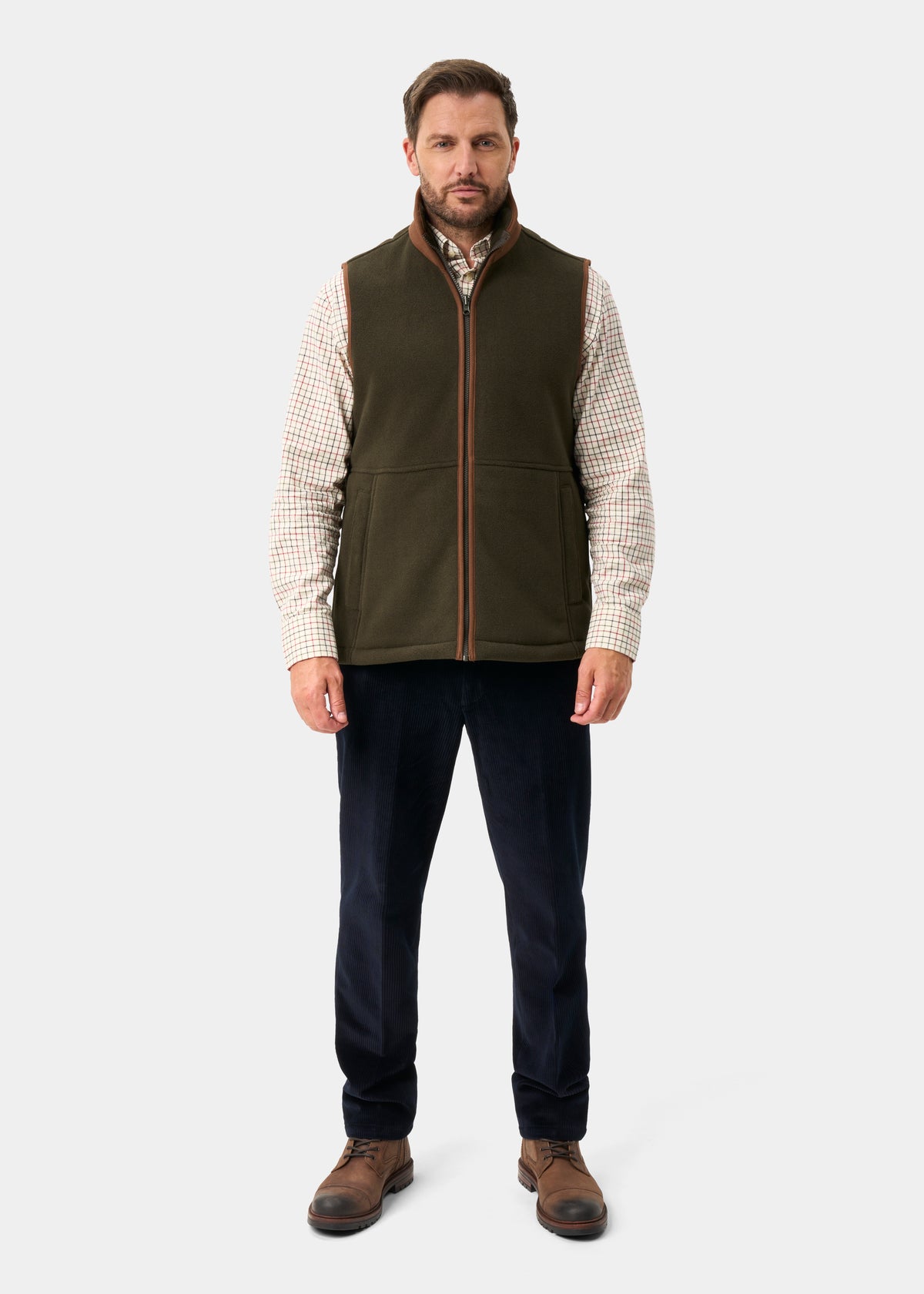 Aylsham Men's Fleece Gilet In Green - Regular Fit