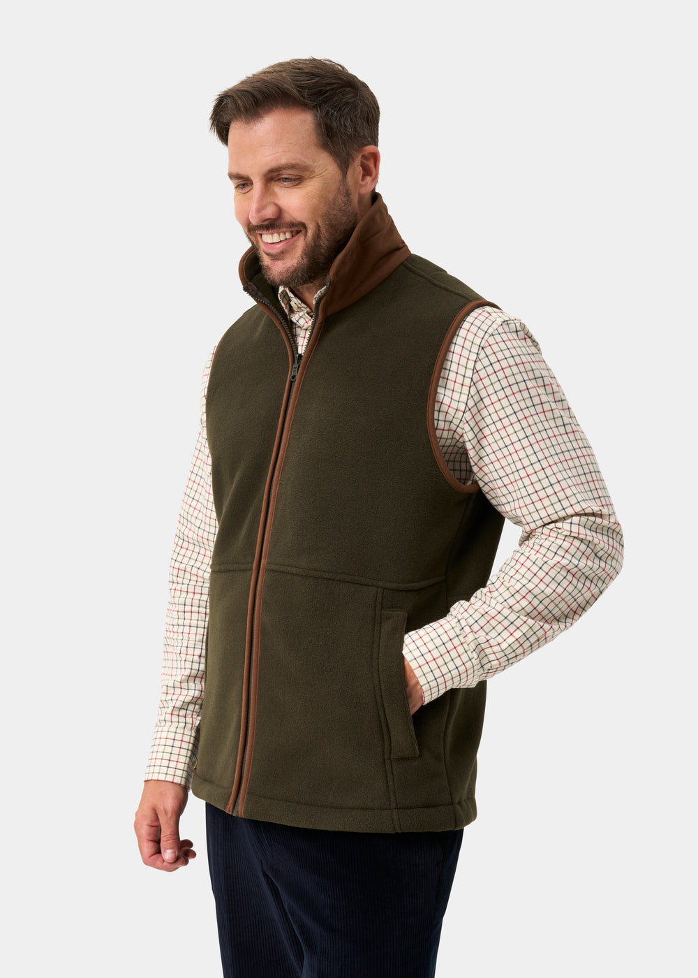 Aylsham Men's Fleece Gilet In Green - Regular Fit