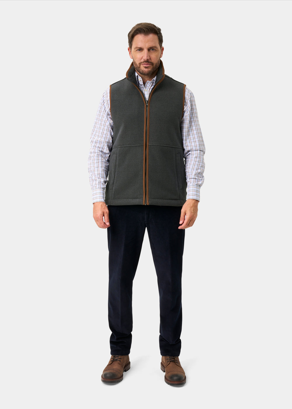 Aylsham Men's Fleece Gilet In Gunmetal - Regular Fit