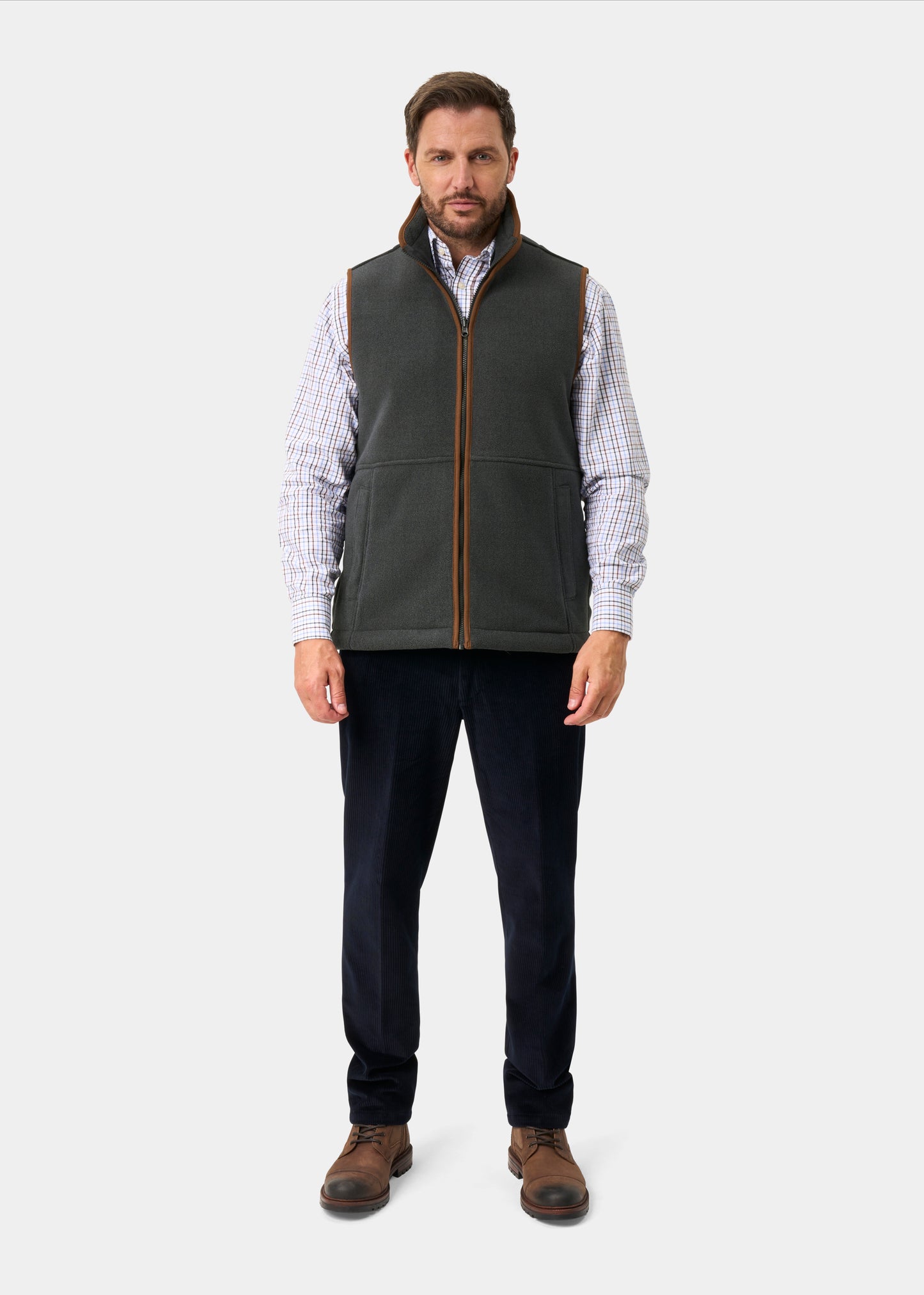 Aylsham Men's Fleece Gilet In Gunmetal - Regular Fit