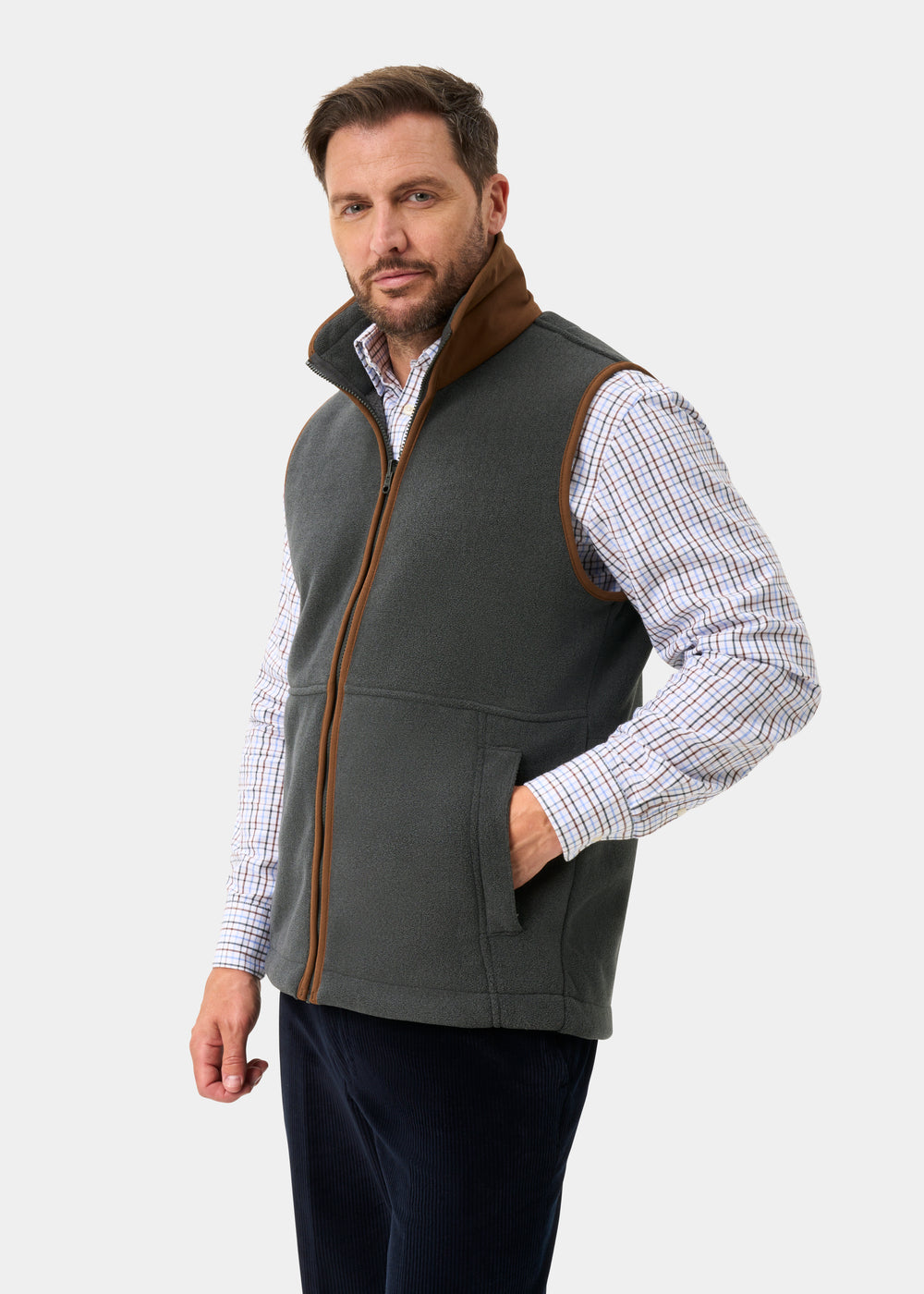 Aylsham Men's Fleece Gilet In Gunmetal - Regular Fit