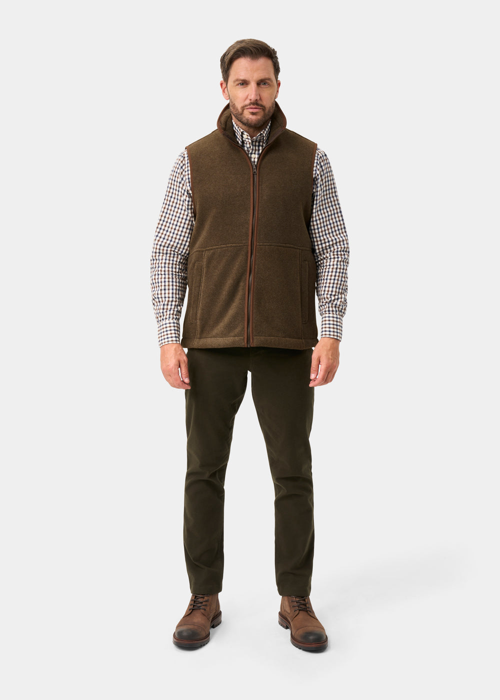 Aylsham Men's Fleece Gilet In Pecan - Regular Fit