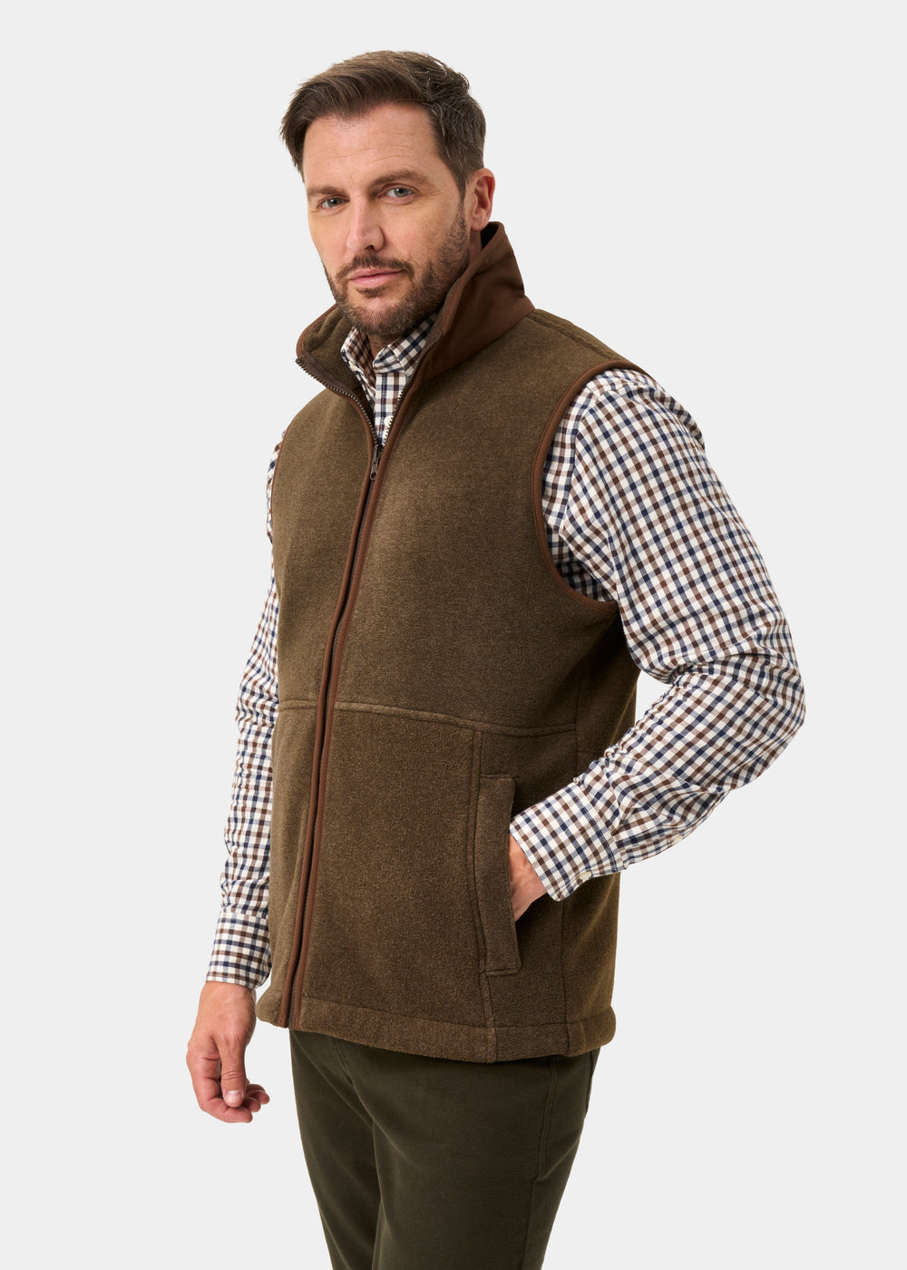 Aylsham Men's Fleece Gilet In Pecan - Regular Fit