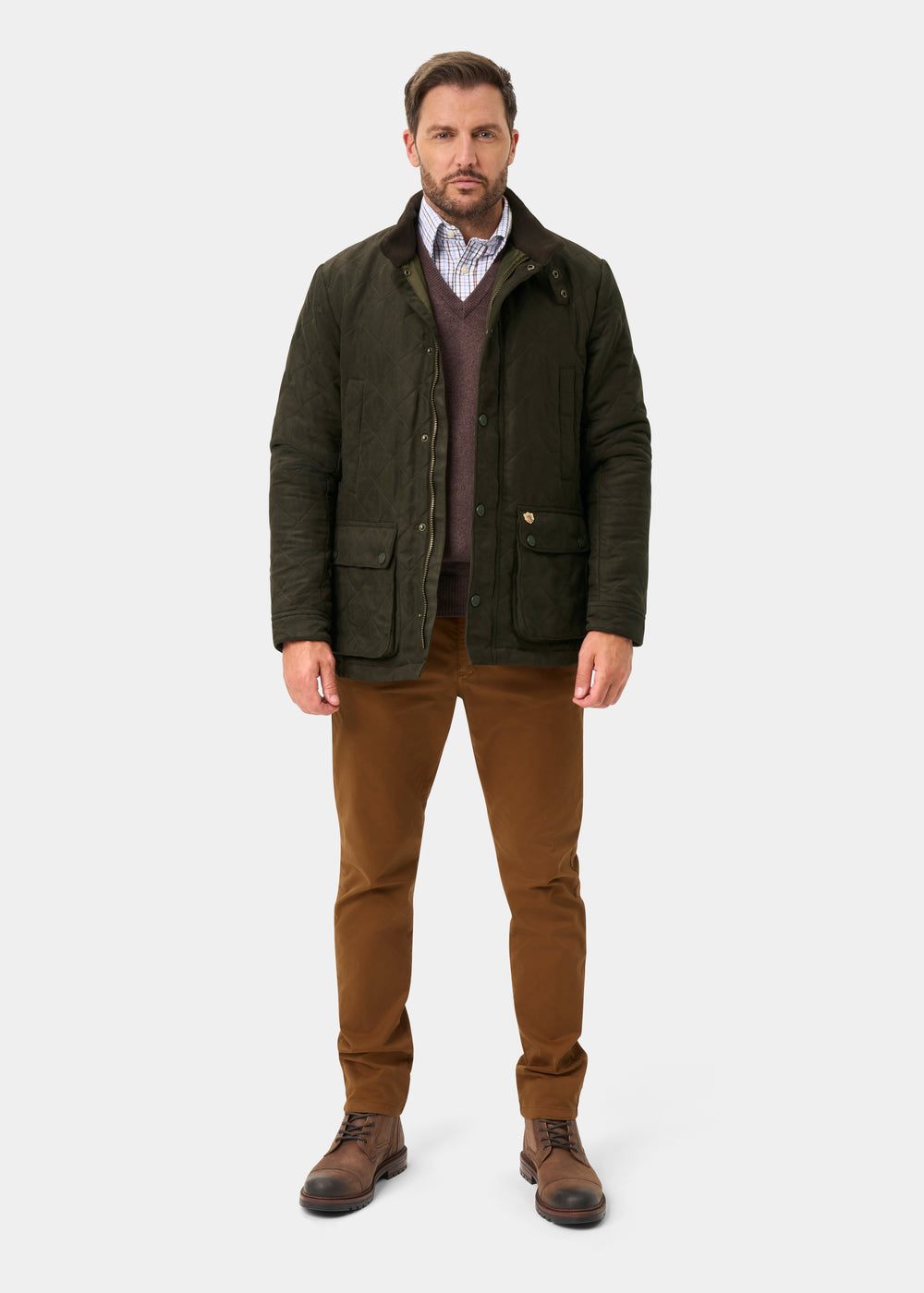 Felwell Men's Quilted Jacket In Olive - Regular Fit
