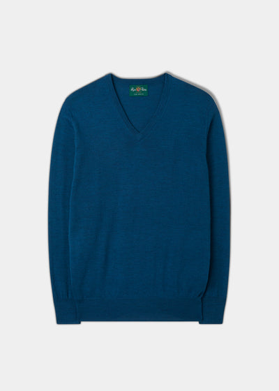 Millbreck Men's Merino Wool Jumper in Bottle Blue