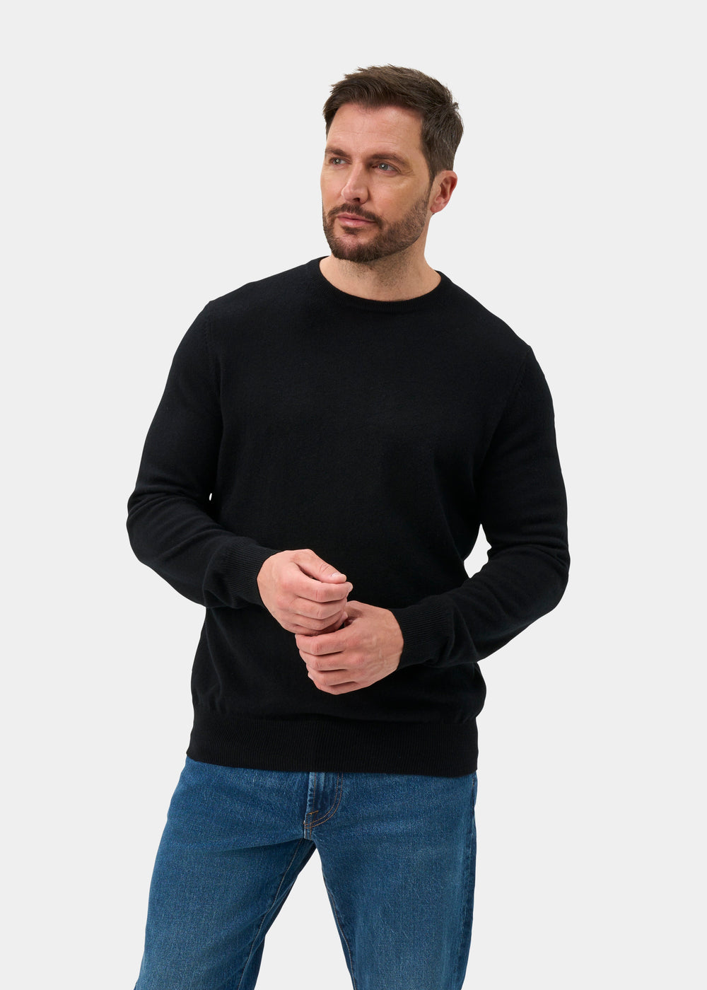 Melfort Pure Cashmere Crew Neck Jumper In Black - Regular Fit