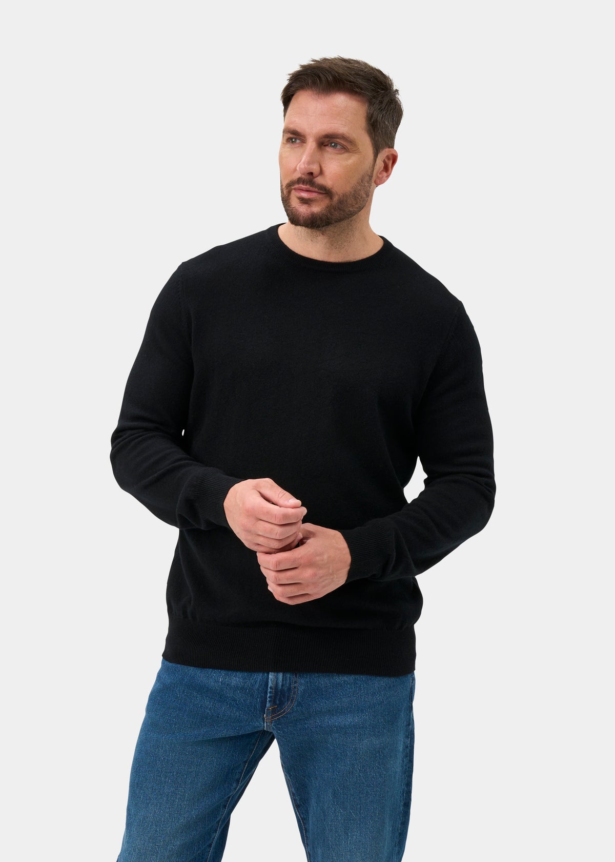 Melfort Pure Cashmere Crew Neck Jumper In Black - Regular Fit