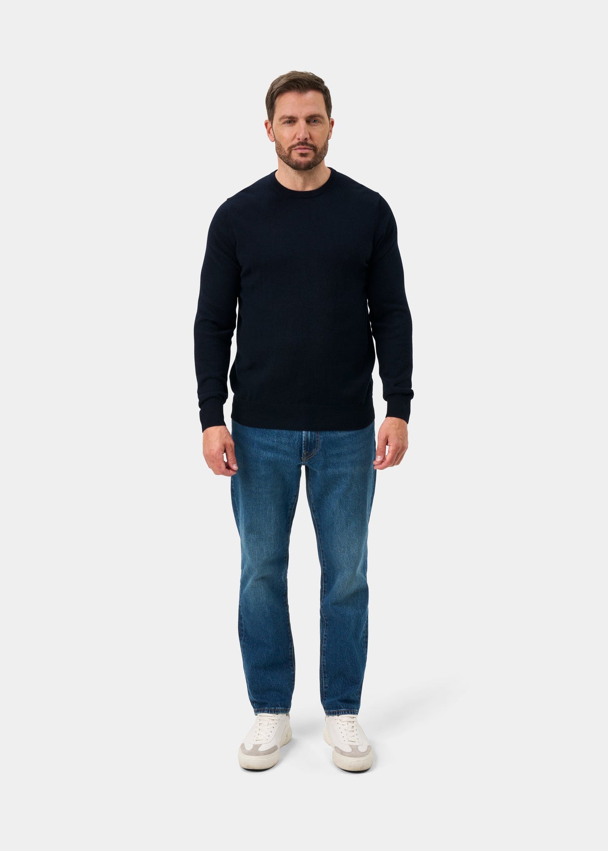 Melfort Pure Cashmere Crew Neck Jumper In Dark Navy - Regular Fit