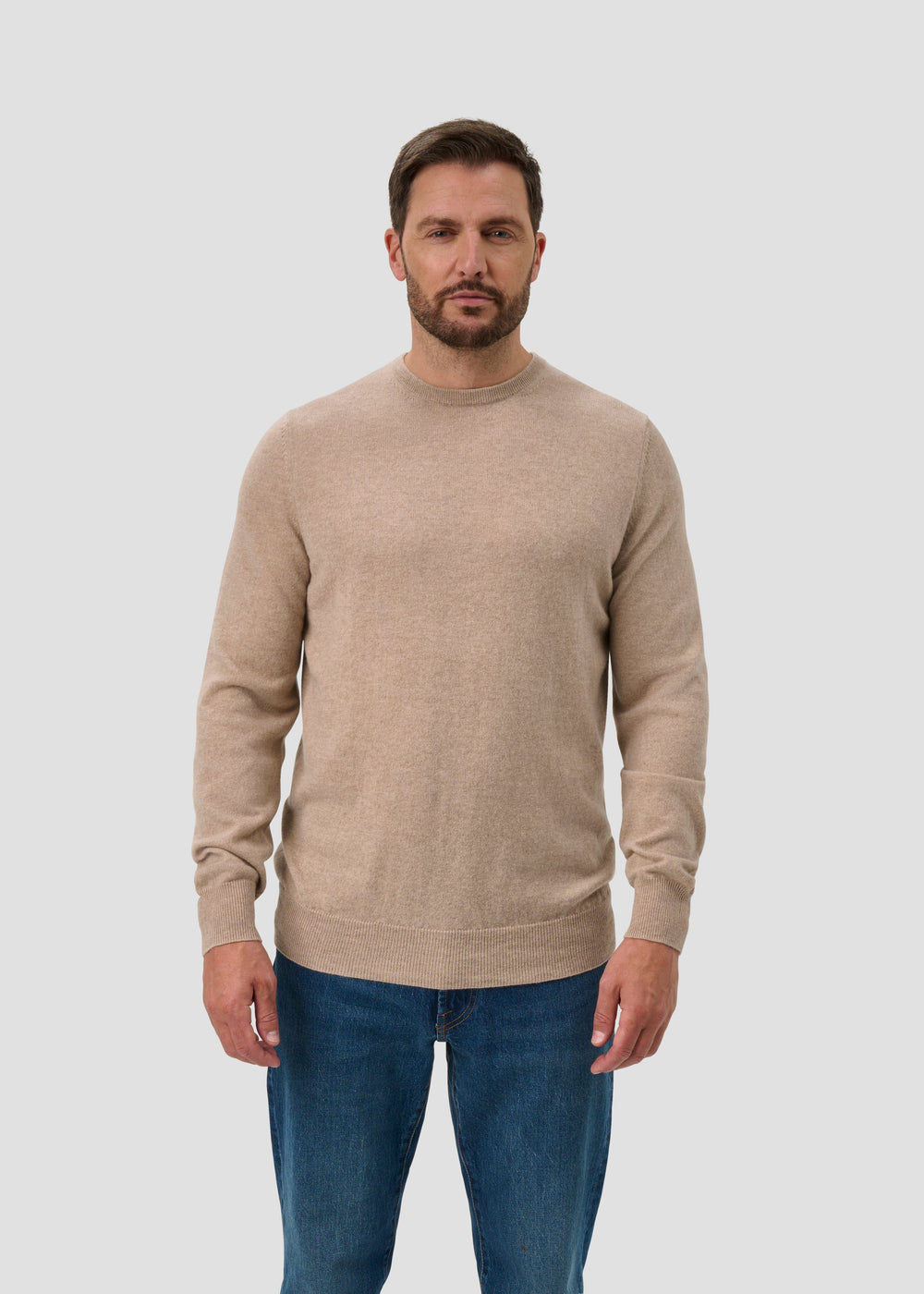 Melfort Pure Cashmere Crew Neck Jumper In Linen - Regular Fit