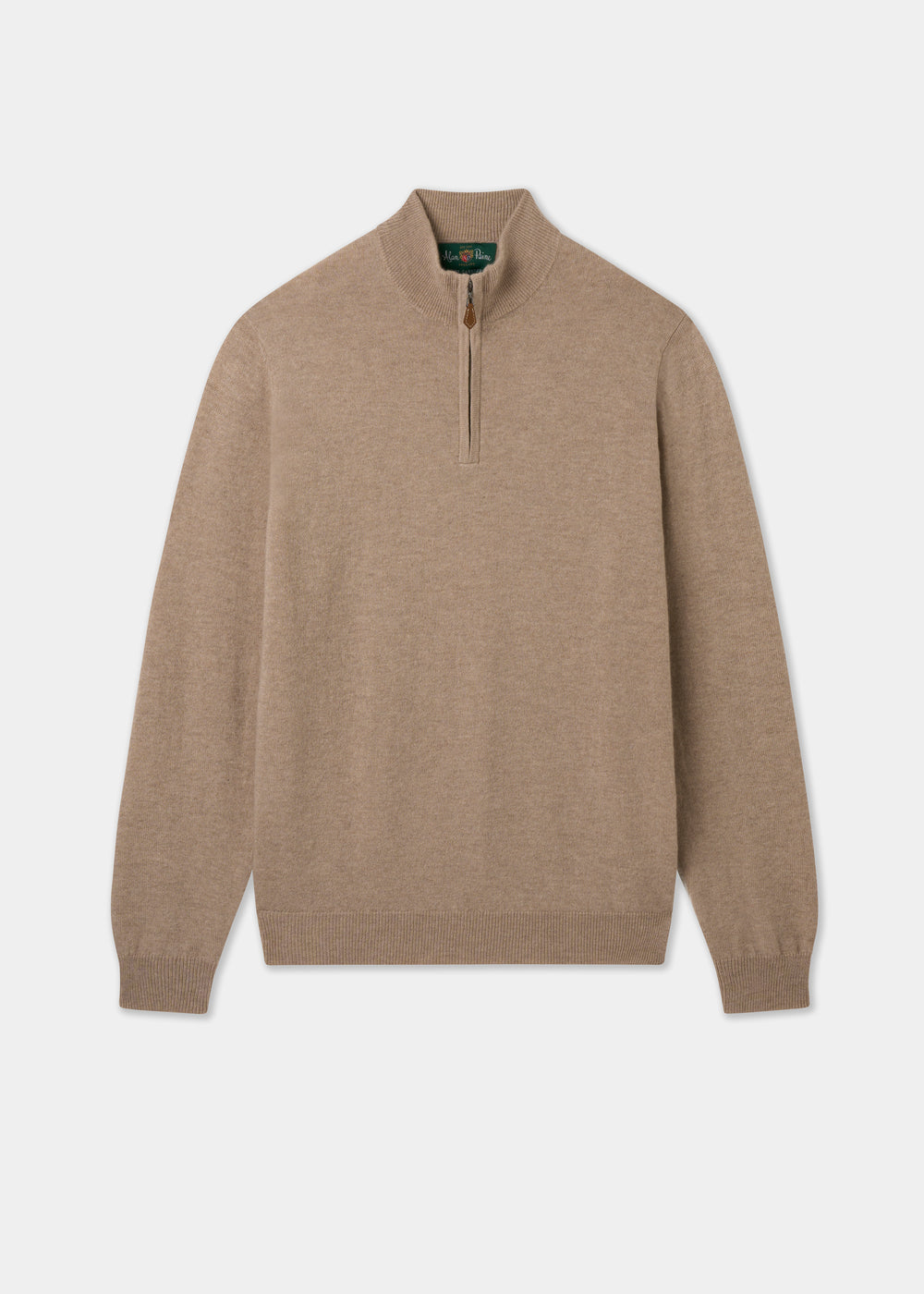 Men's Cashmere Quarter Zip Neck Jumper in Linen