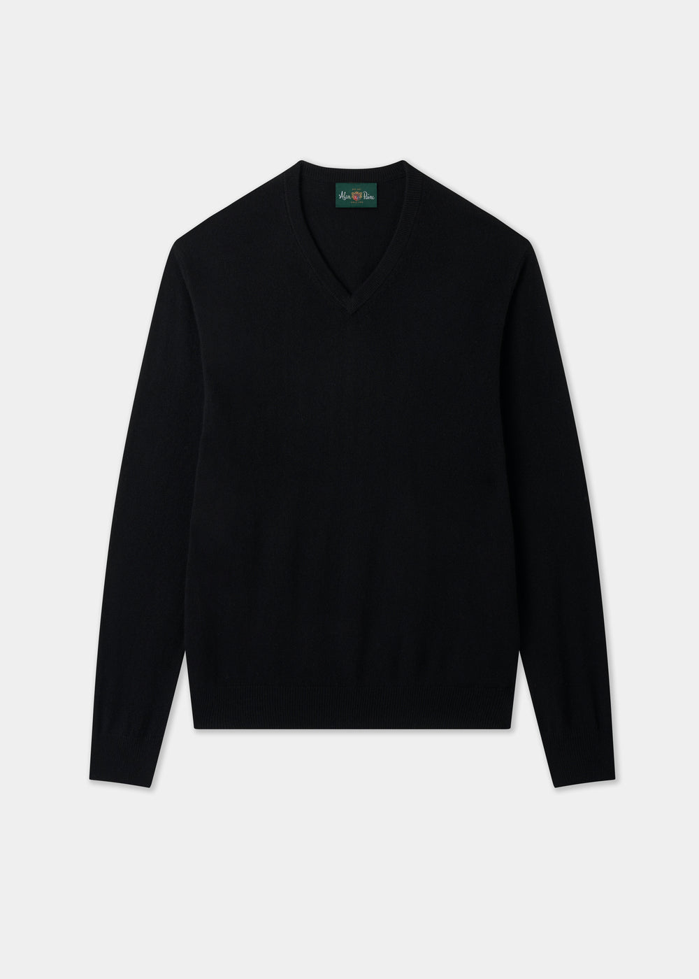 Men's Cashmere Vee Neck Jumper in Black