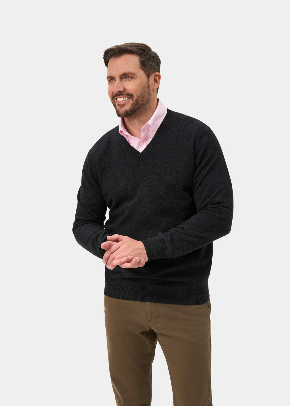 Haddington Cashmere Jumper in Charcoal - Regular Fit