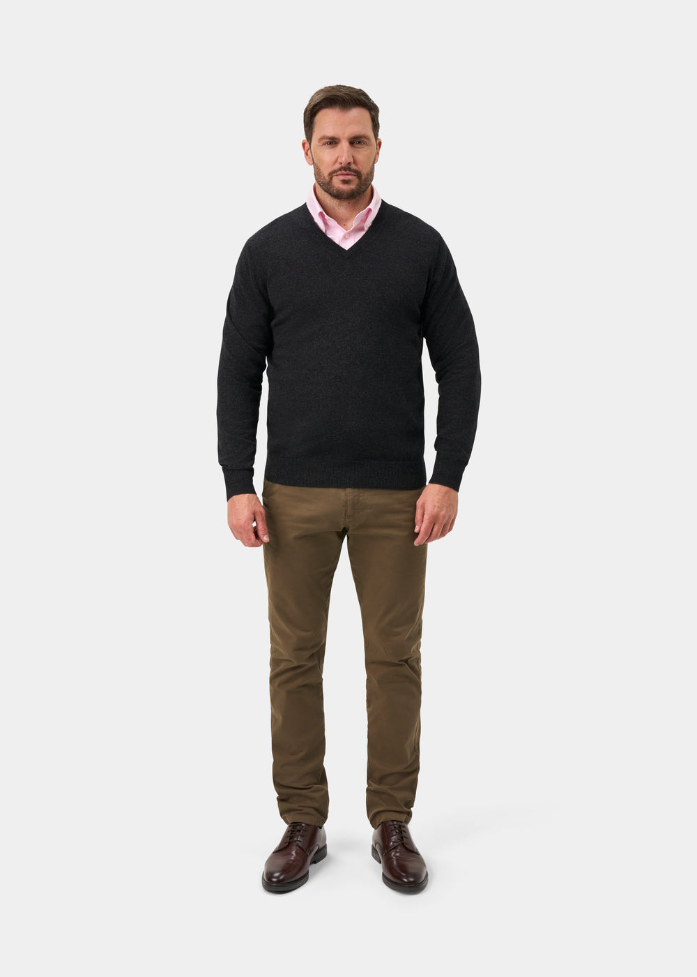 Haddington Cashmere Jumper in Charcoal - Regular Fit