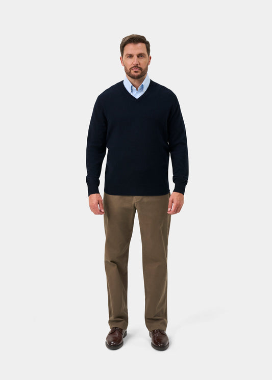 Haddington Cashmere Jumper in Dark Navy - Regular Fit