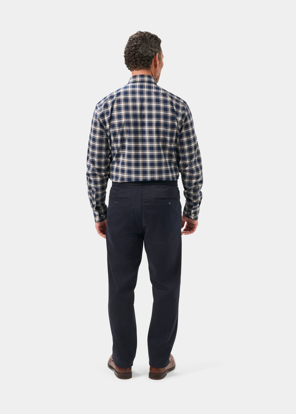Men's Cotton Long Sleeve Checked Shirt in Blue