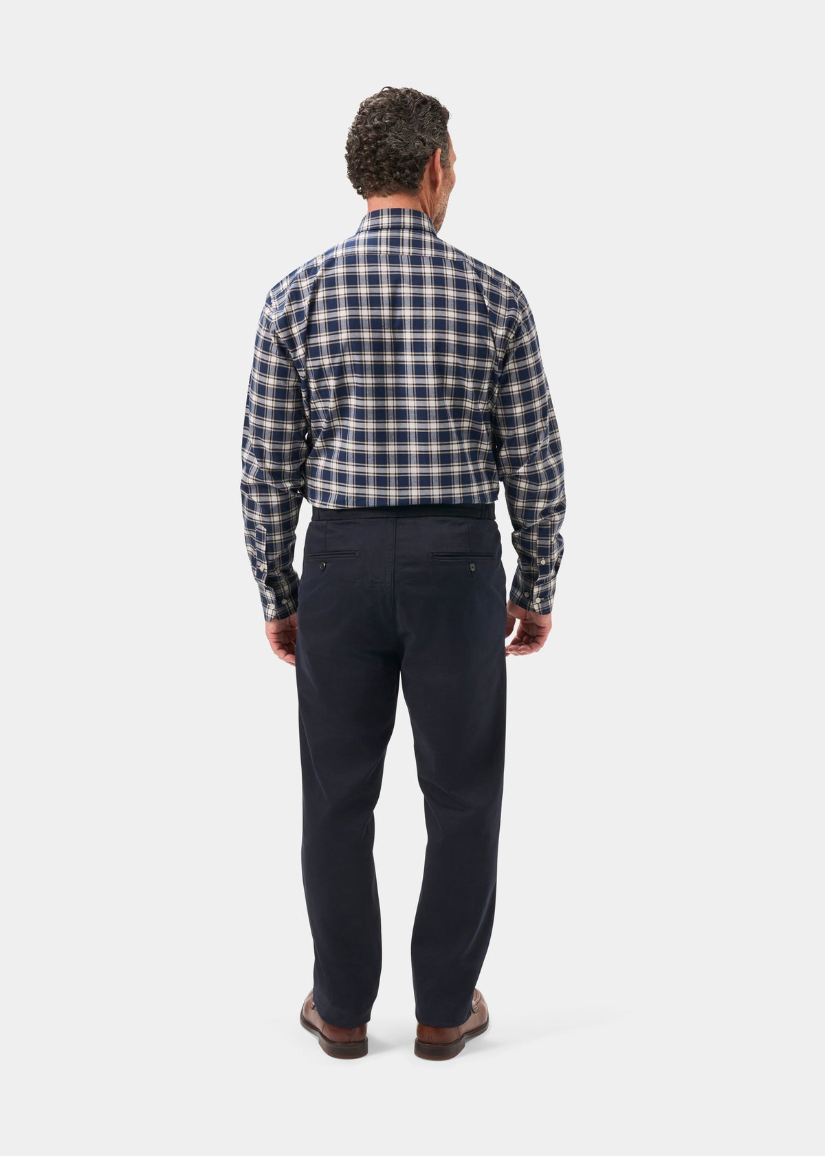 Men's Cotton Long Sleeve Checked Shirt in Blue