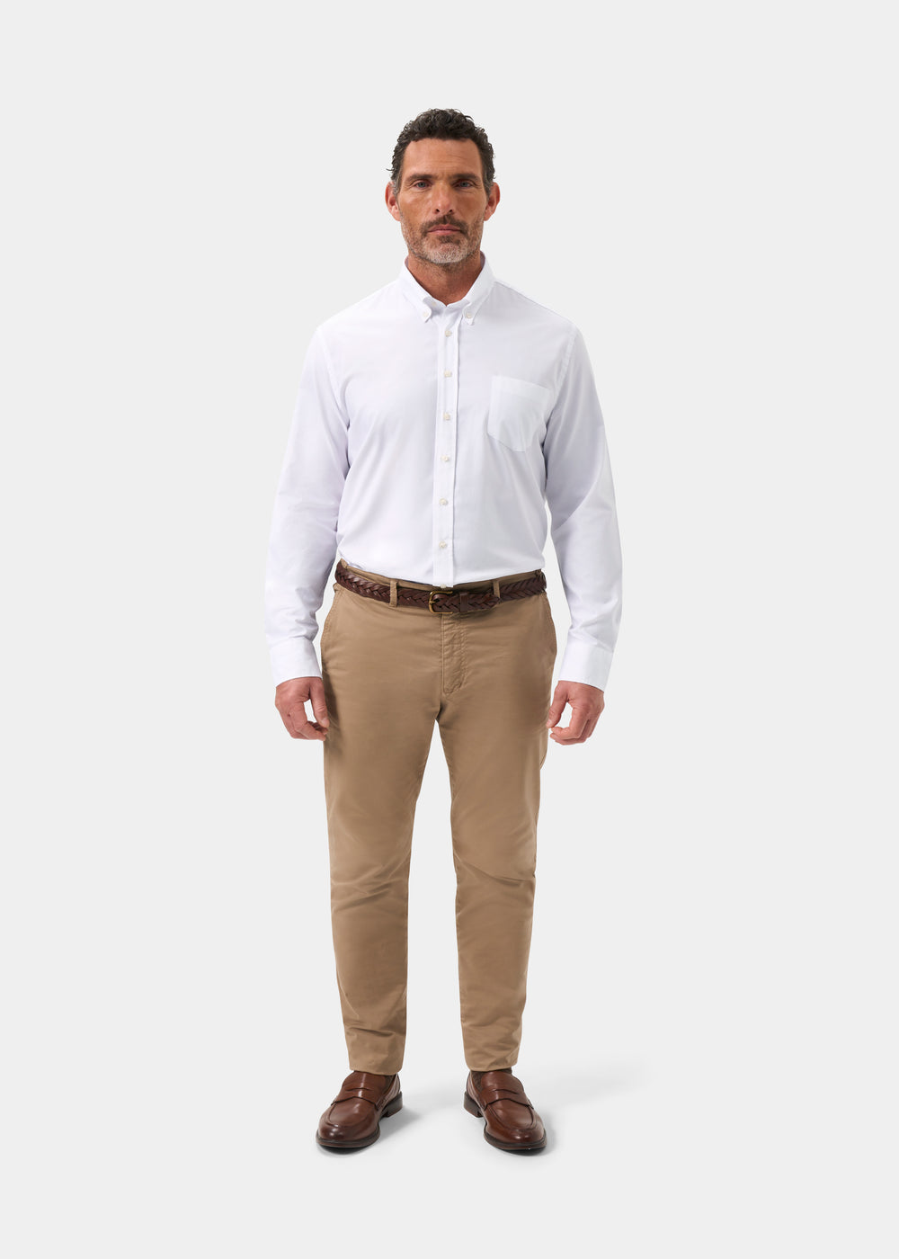 Men's Cotton Long Sleeve Shirt in White