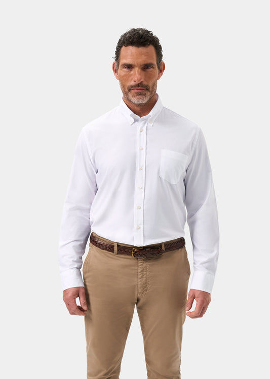 Men's Cotton Long Sleeve Shirt in White