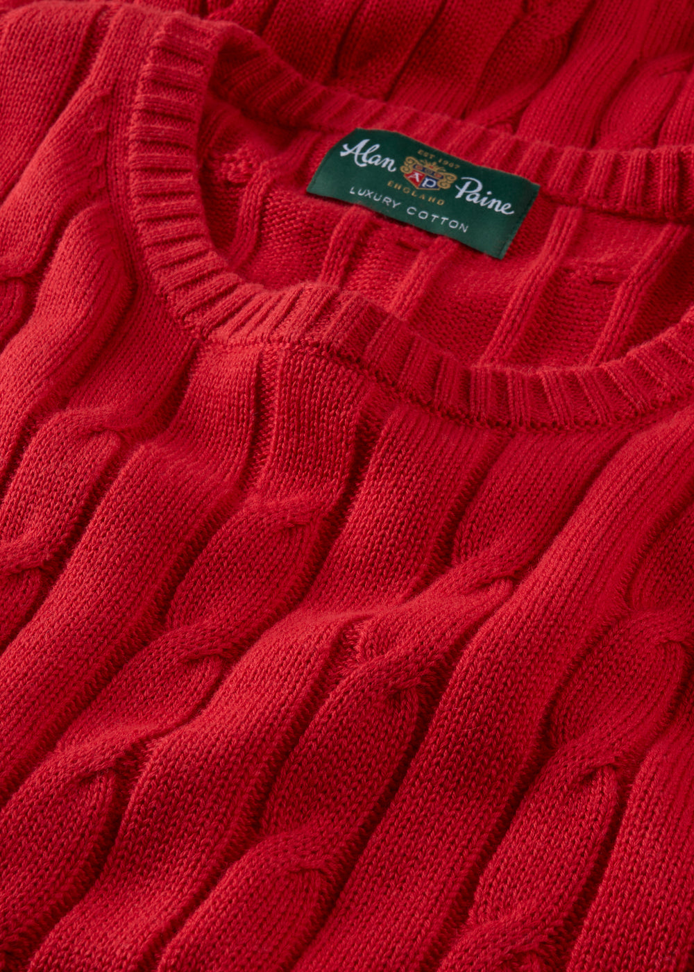 Men's Cotton Cashmere Crew Neck Jumper in Red