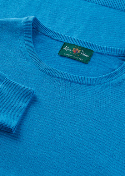 Men's Cotton Cashmere Crew Neck Jumper in Blue