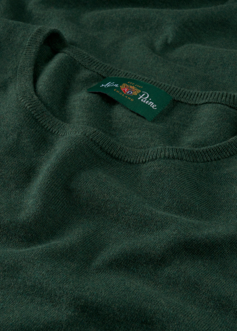 Men's Cotton Cashmere Crew Neck Jumper in Dark Green