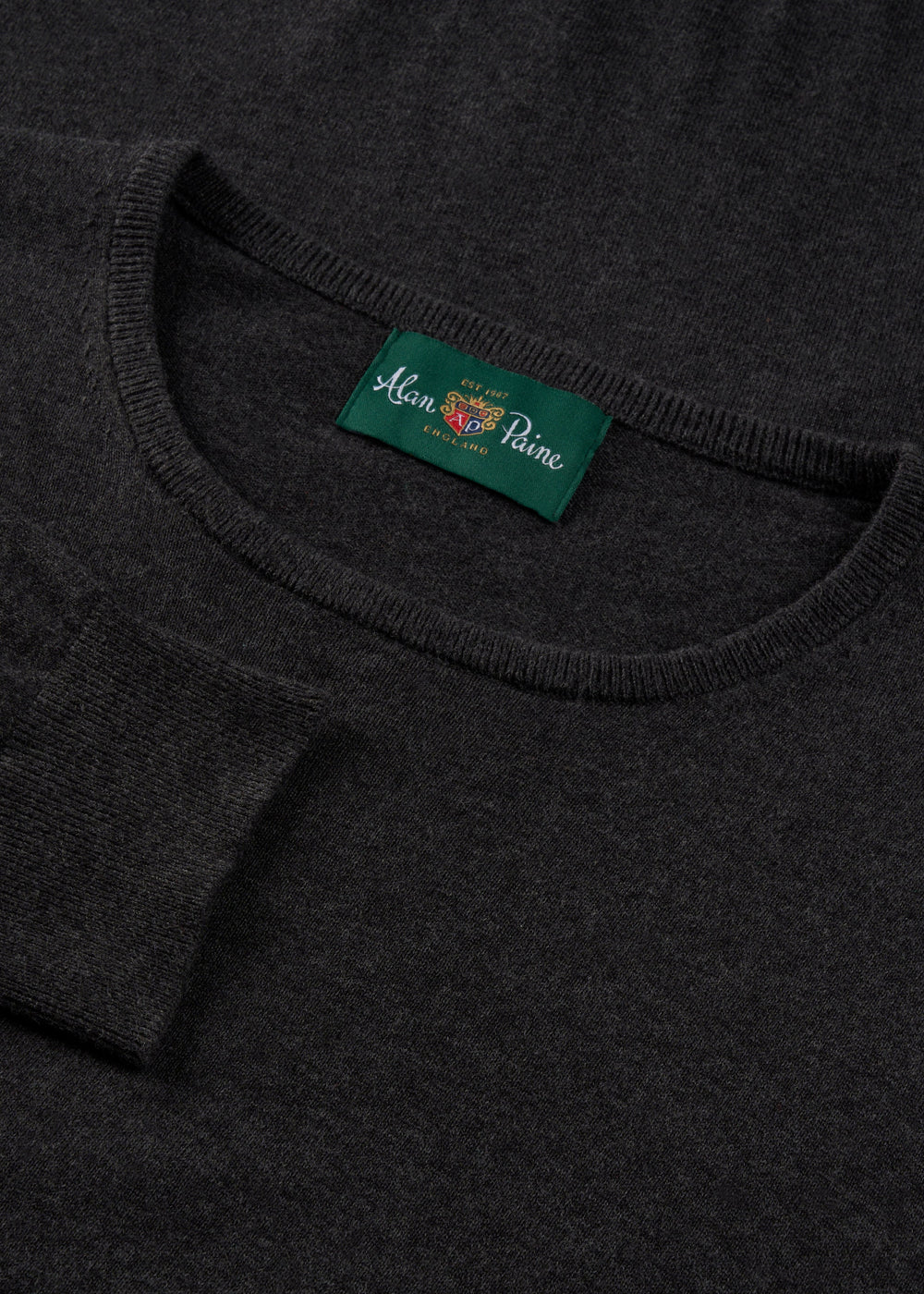 Men's Cotton Cashmere Crew Neck Jumper in Dark Grey