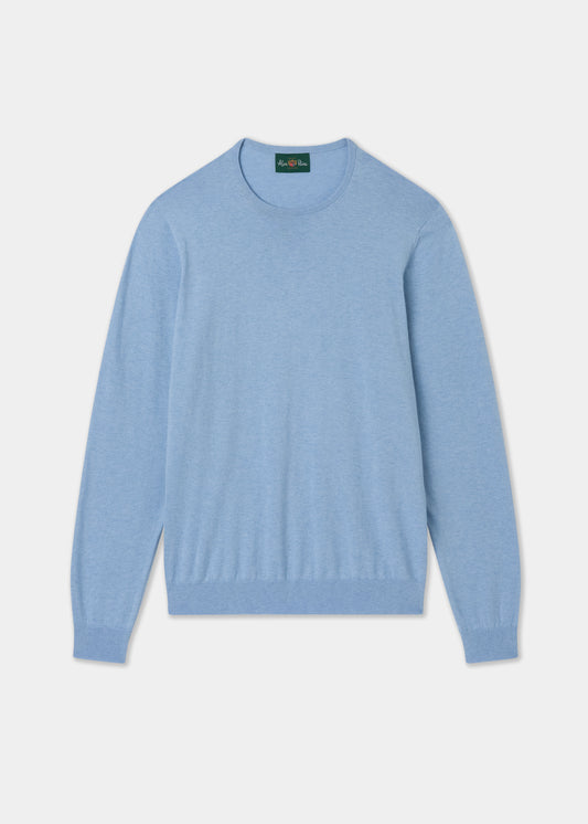 Men's Cotton Cashmere Crew Neck Jumper in Light Blue