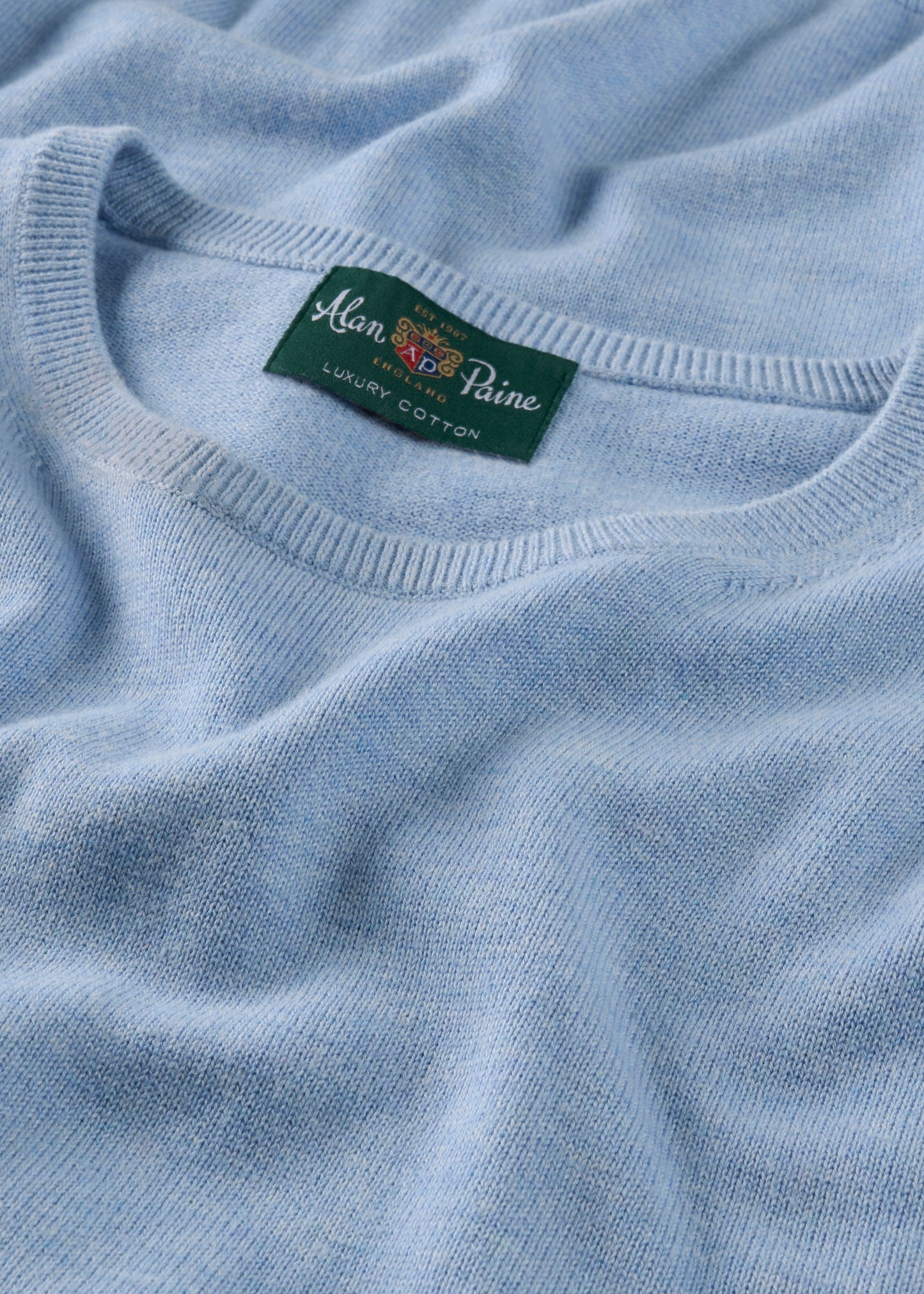 Men's Cotton Cashmere Crew Neck Jumper in Light Blue