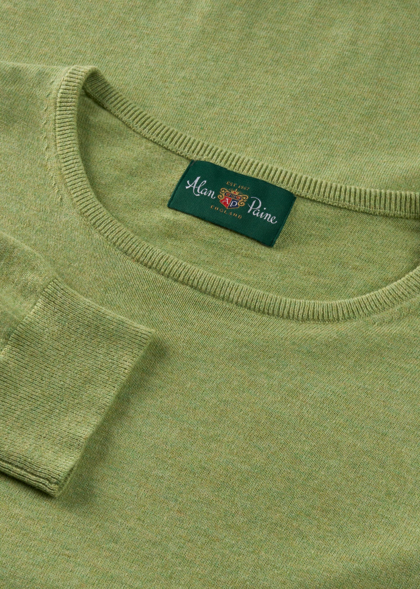 Men's Cotton Cashmere Crew Neck Jumper in Pale Green