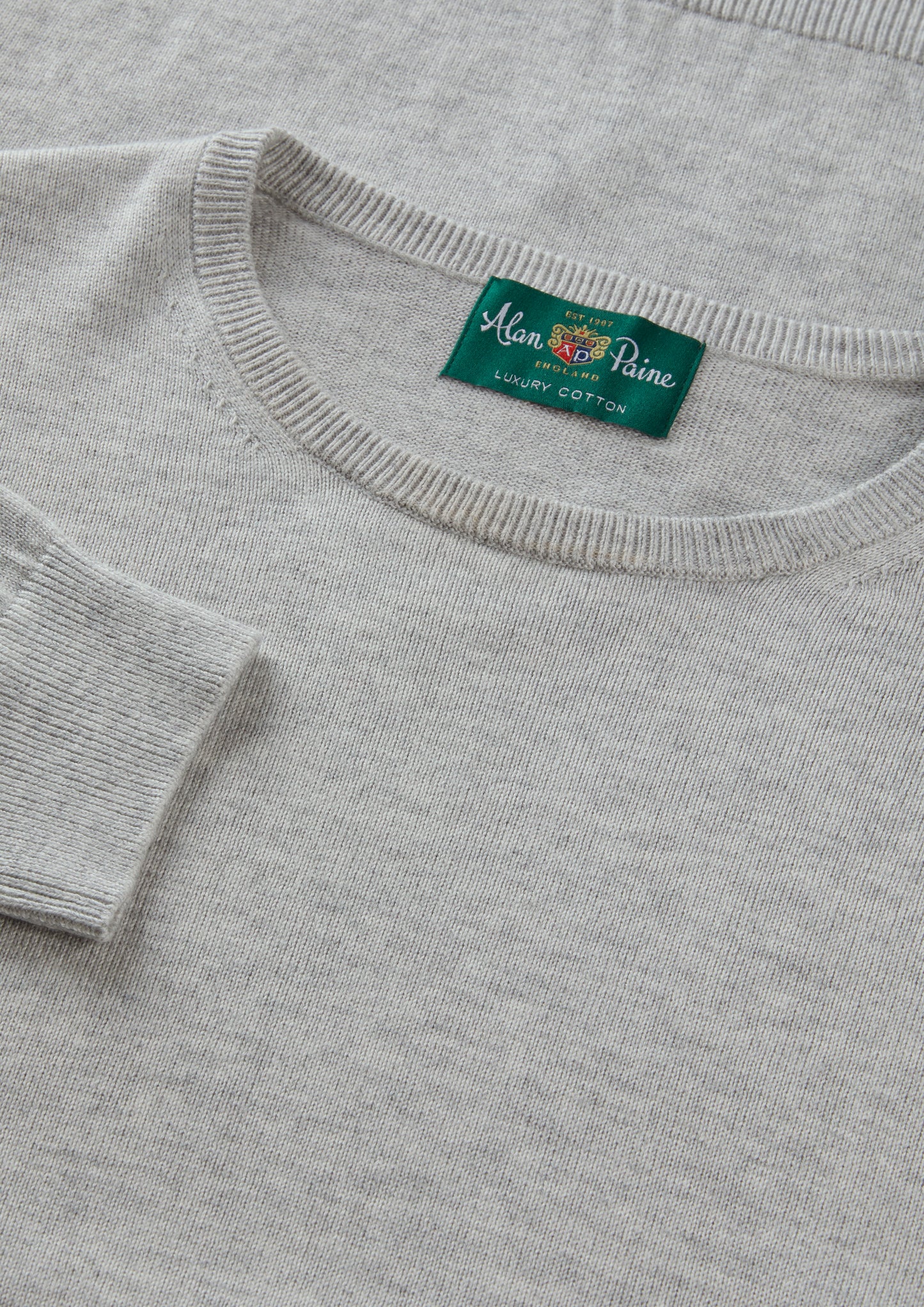 Men's Cotton Cashmere Crew Neck Jumper in Light Grey