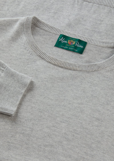 Men's Cotton Cashmere Crew Neck Jumper in Light Grey