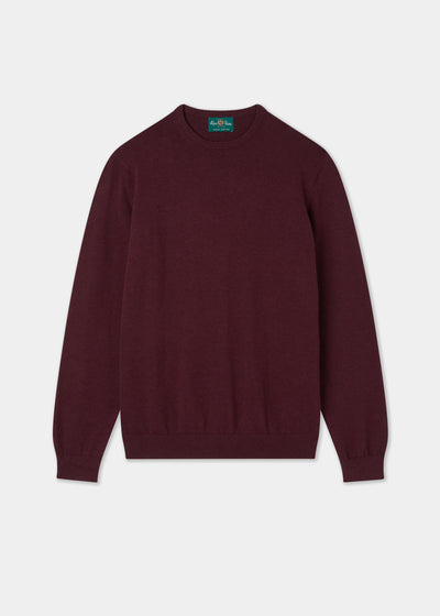 Men's Cotton Cashmere Crew Neck Jumper in Purple
