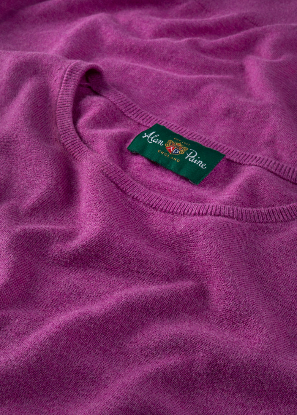 Men's Cotton Cashmere Crew Neck Jumper in Purple