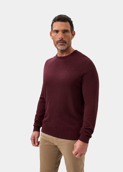 Men's Cotton Cashmere Crew Neck Jumper in Purple