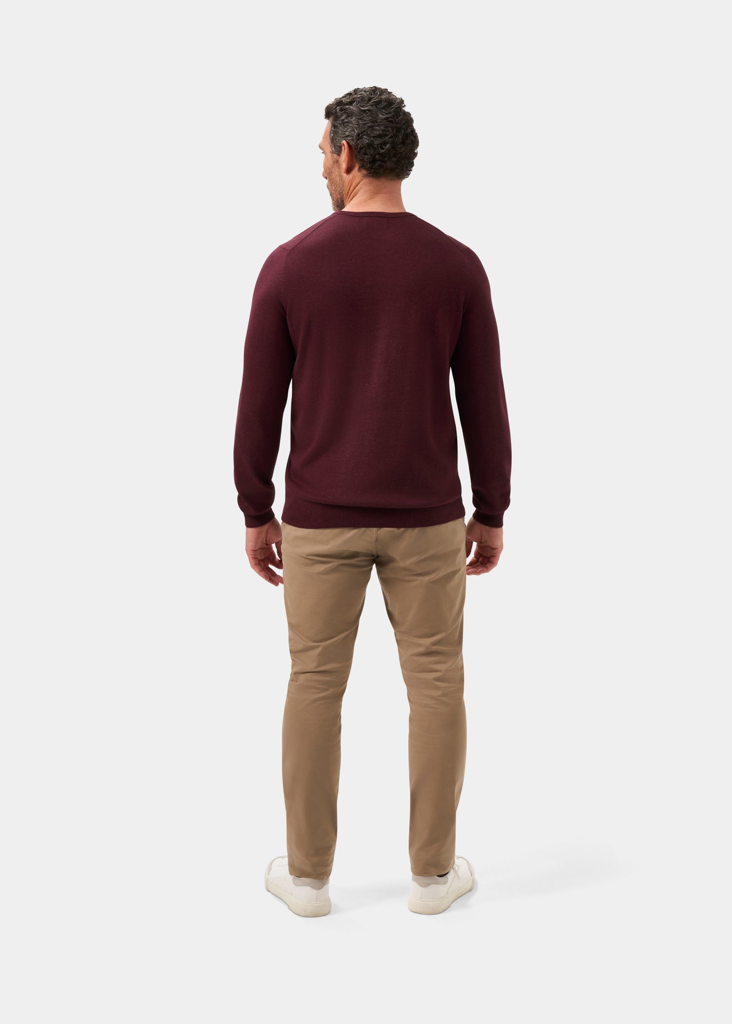 Men's Cotton Cashmere Crew Neck Jumper in Purple