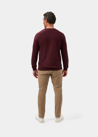 Men's Cotton Cashmere Crew Neck Jumper in Purple