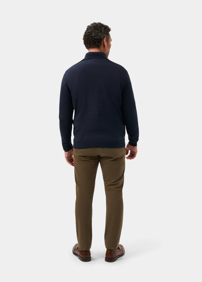 Men's Cotton Cashmere Quarter Zip Jumper in Navy