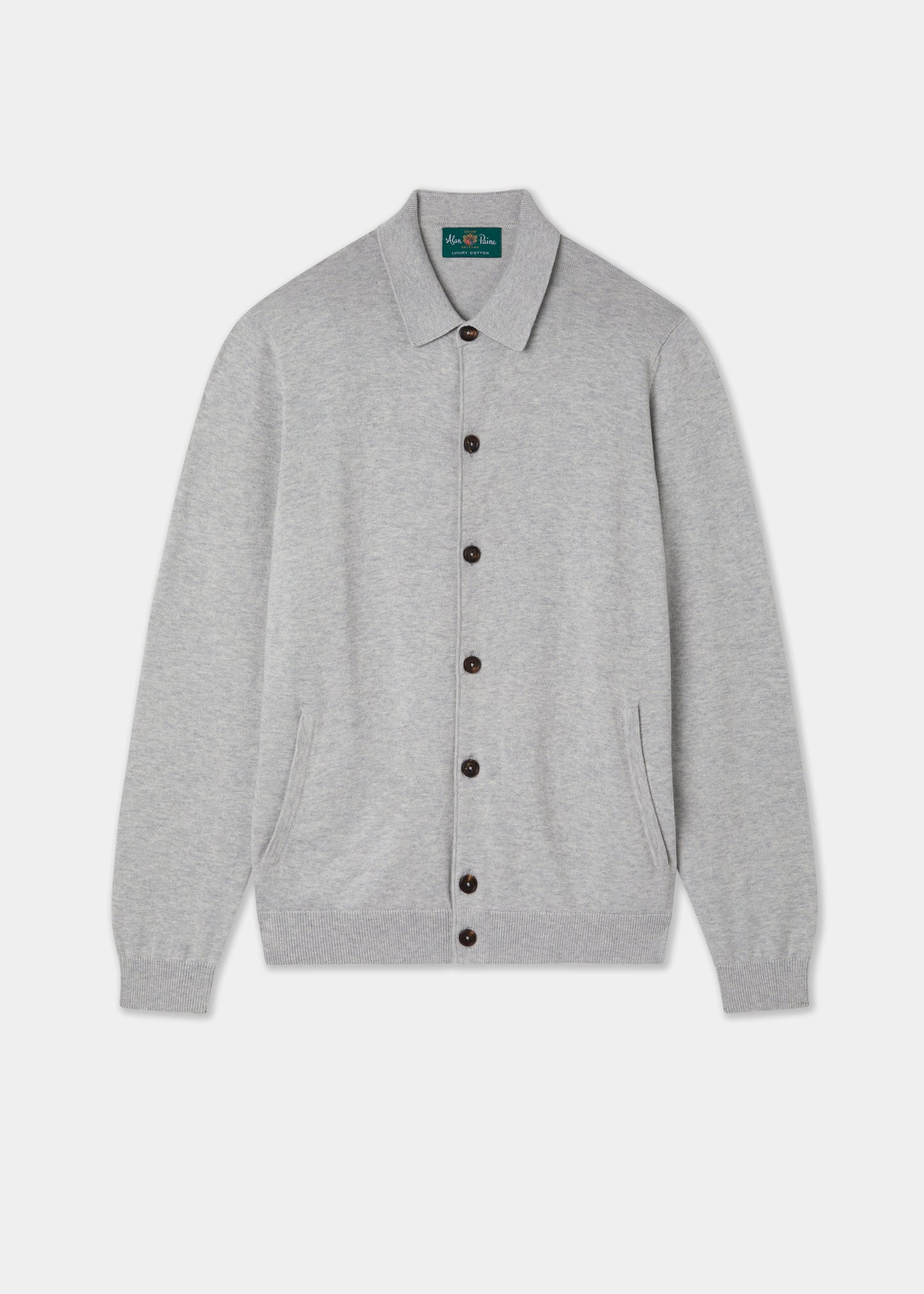 Men's Cotton Cashmere Collared Shirt in Light Grey