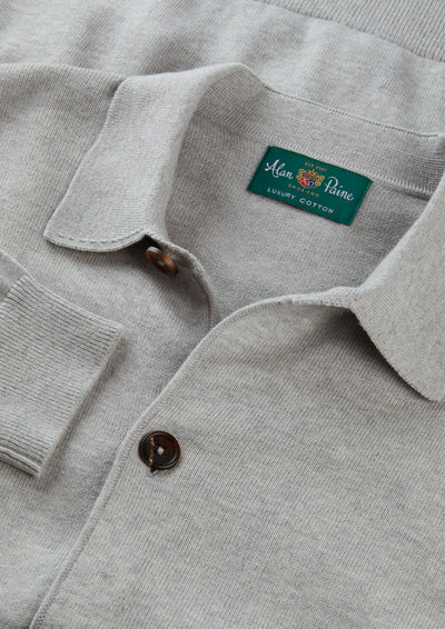 Men's Cotton Cashmere Collared Shirt in Light Grey