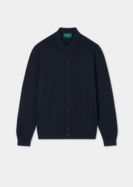 Men's Cotton Cashmere Collared Shirt in Navy