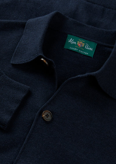 Men's Cotton Cashmere Collared Shirt in Navy