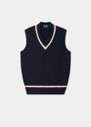 Men's Cotton Vee Neck Slipover Cricket Jumper in Navy and Purple