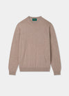Men's Cotton Crew Neck Jumper in Brown