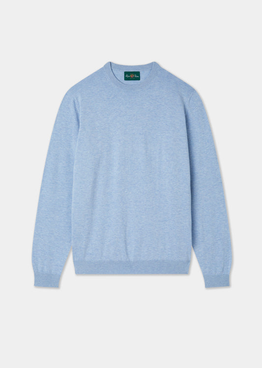 Men's Cotton Crew Neck Jumper in Light Blue